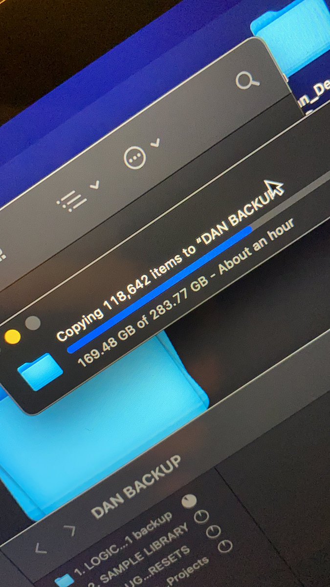 It’s 5am and I’m backing up my Logic Projects and Sample library...This is the life