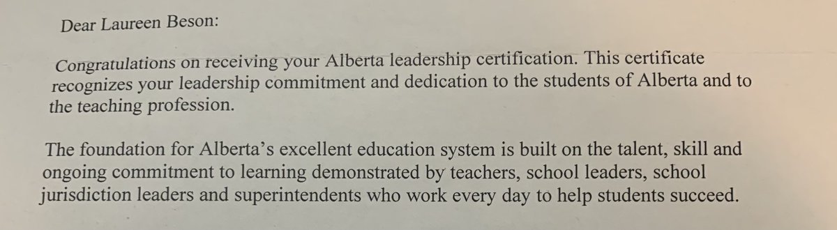Beaner8Beson's tweet photo. Even with all of the craziness this past year, there are still so much to be thankful for.  Today I received recognition for yet another accomplishment. I can finally say that I have officially earned my Principal Leadership Certification. https://t.co/7ZM6nx1cpe