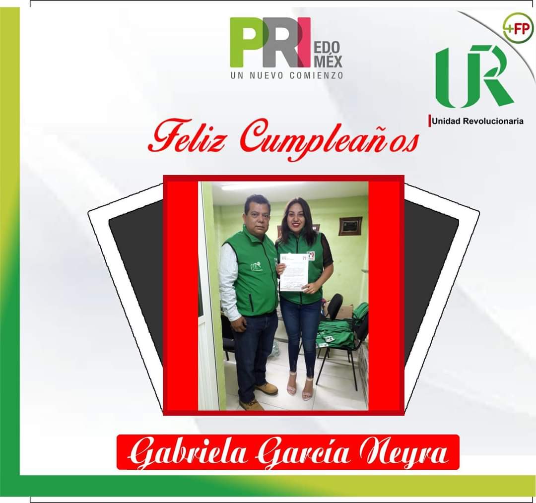 +FP Edoméx (@urmasfpedomex) on Twitter photo Nuestro líder <a href="/jupepri/">Juan Pedro García</a> y toda la familia de #UR #MásFP #Edoméx le desea un #FelizCumpleaños a nuestra Amiga y Dirigente Municipal de Unidad Revolucionaria de #LaPaz Gabriela García Neyra #FelizCumpleaños ¡Felicidades! 🎊 #SumandoEsfuerzos
<a href="/froylansantana/">Froylan Santana Gil</a> Nuestro líder <a href="/jupepri/">Juan Pedro García</a> y toda la familia de #UR #MásFP #Edoméx le desea un #FelizCumpleaños a nuestra Amiga y Dirigente Municipal de Unidad Revolucionaria de #LaPaz Gabriela García Neyra #FelizCumpleaños ¡Felicidades! 🎊 #SumandoEsfuerzos
<a href="/froylansantana/">Froylan Santana Gil</a>