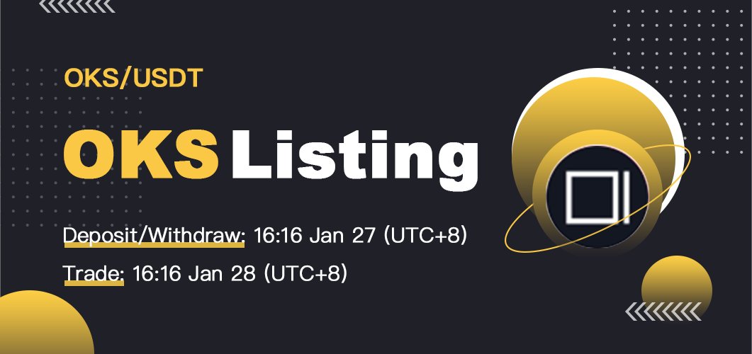 📢 New Listing!

XT_EXCHANGE will list OKS.
We are pleased to announce that OKS will be listed on XT！🔥
Deposit/Withdraw：16:16 Jan 27 (UTC+8) 
Trade: 16:16 Jan 28 (UTC+8) 

Thanks for your support and trust!🥰