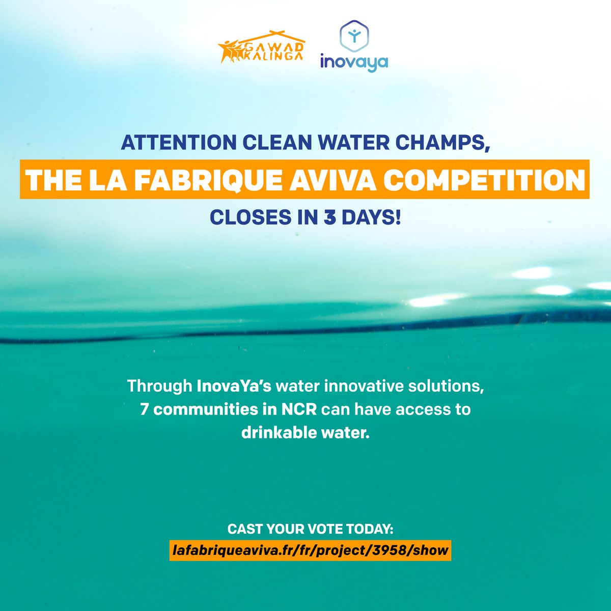 GawadKalingaHQ's tweet photo. #TuesToShare: 3 days to go! π
@InovayaWater and Team GK hold hands to build water systems for disadvantaged communities in NCR and to create economic opportunities related to water. π€π°
We are raising funds through the @LaFabriqueAviva competition. π³π£ https://t.co/EImh1tszxK