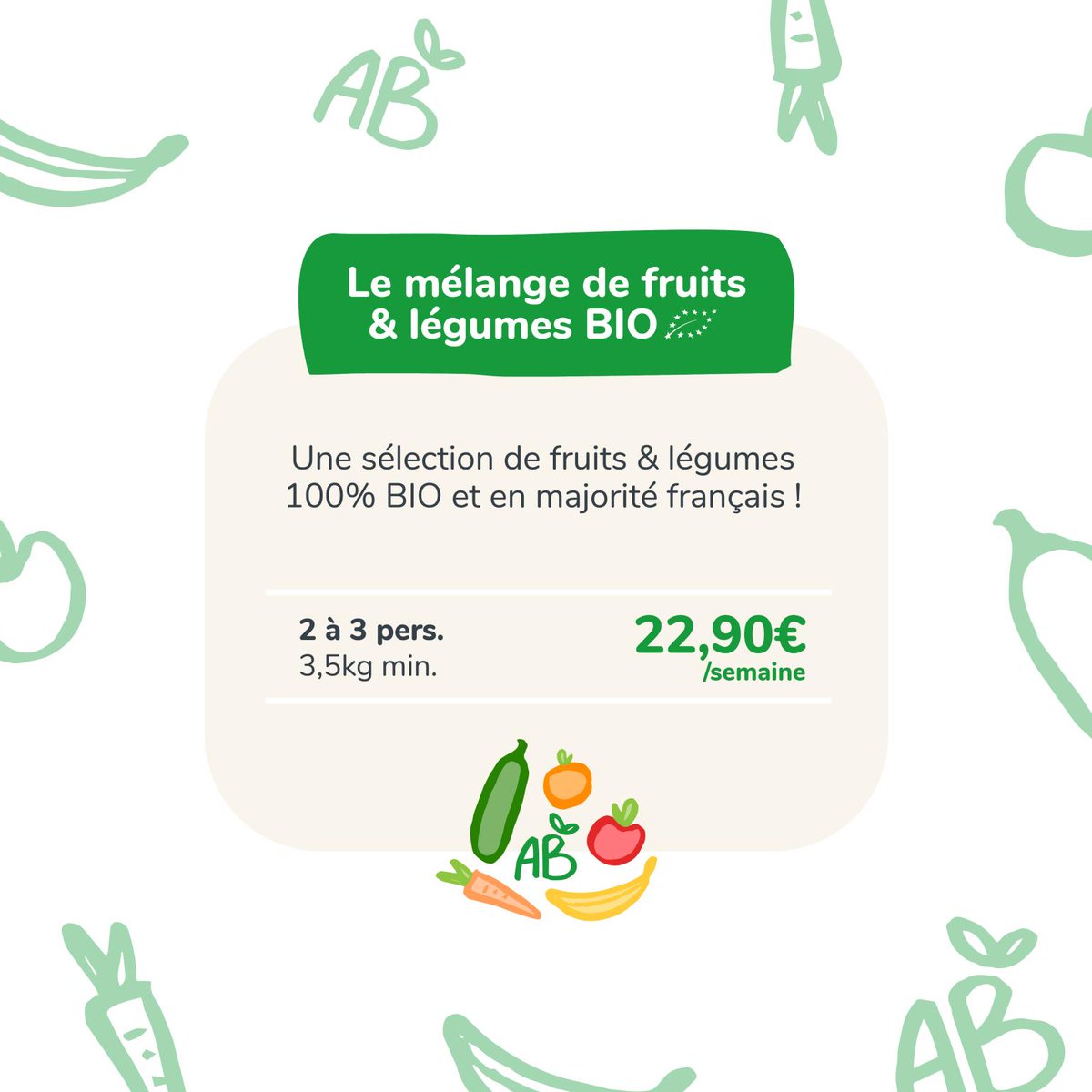 Après des semaines d'arrosage, nous lançons officiellement le panier 100% Bio (en région Rhône-Alpes pour le moment).

Un mélange de fruits et légumes 100% bio oui, mais surtout en grande majorité cultivés en France !

👉🏼 bit.ly/36jFrrc