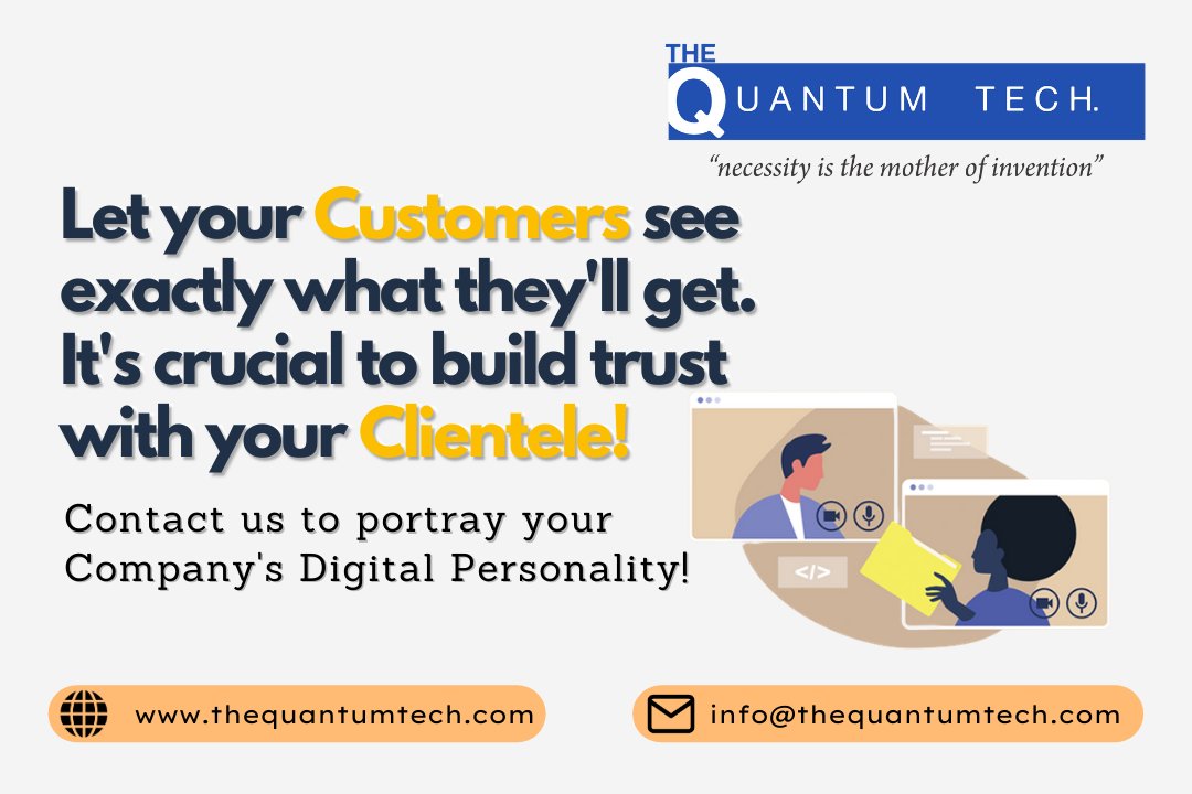 Cause what they see, is what they believe in.
:
Visit: thequantumtech.com
:
#digitaltransformation #UpgradeYourBusiness #GoDigital #entrepreneur #smallbusinessowner #socialmedia #smallbusinesschallenge #webdevelopment #growyourbusiness #appdevelopment #appdeveloper