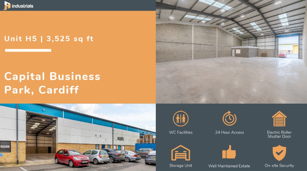 H5 | 3,525 sq ft | Capital Business Park, #Cardiff provides modern quality space on an established estate and is suitable for light #industrial, #storage, #manufacturing and retail #warehousing. Get in touch with us today on 0800 122 3690 to find out more! industrials.co.uk/to-let/capital…