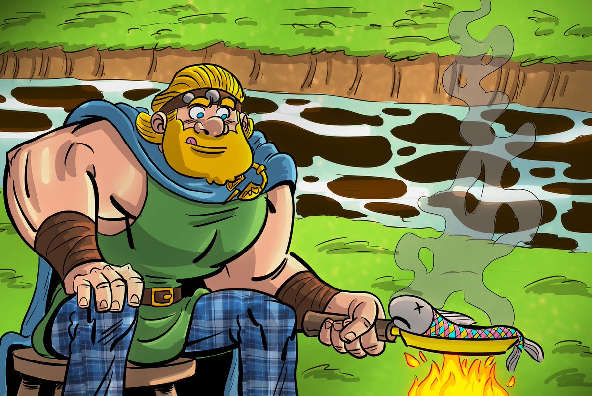 barcswow's tweet photo. #fionnmaccumhaill of the #fianna cooking up the #salmonofknowledge done for the #everbrawl over on #penciljack I've gotten big into #irishmyths a and #irishfairytales over the last few years while reading to my kids at night! https://t.co/37oK1MPCb9