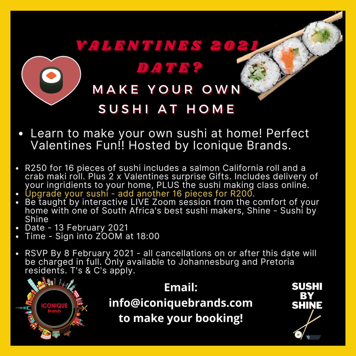 Email info@iconiquebrands.com to book 😃