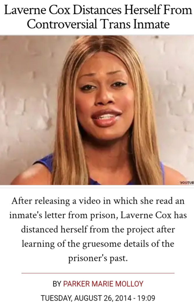 Remember that time Laverne Cox read the letter of a transgender inmate & decided to take it upon himself to advocate for them?The inmate was in prison bcs he & his friend raped a 13 ur old black girl, repeatedly slashed her body, broke her neck & set her corpse on fire
