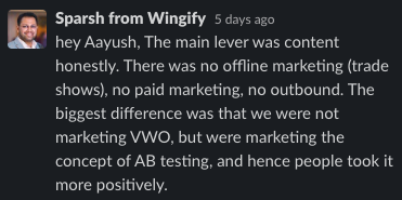  @paraschopra and  @sparshgupta from  @VWO created a massive community focussed solely on AB Testing. They did it primarily through content.