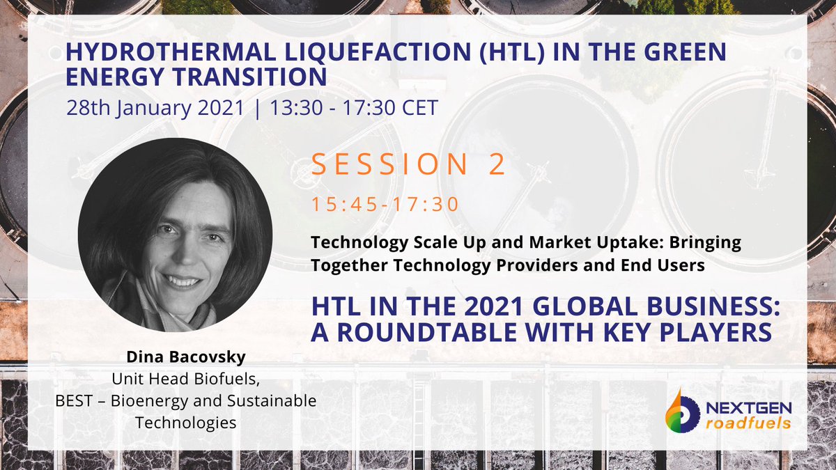 Join us tomorrow for #NextGenRoadFuels webinar! The 2° session will feature a panel debate, moderated by Dina Bacovsky, focused on #HTL in the 2021 global business. 
Check the agenda and register here 👉  bit.ly/2Ycw8VS