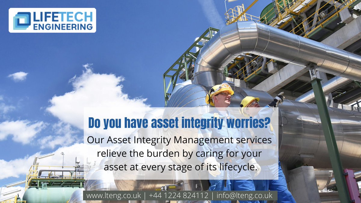 LifeTechEng's tweet image. Do you have Asset Integrity worries? Contact us for a consultation! 
#assetintegrity #assetintegritymanagement #aim #LifeTech #LTENG