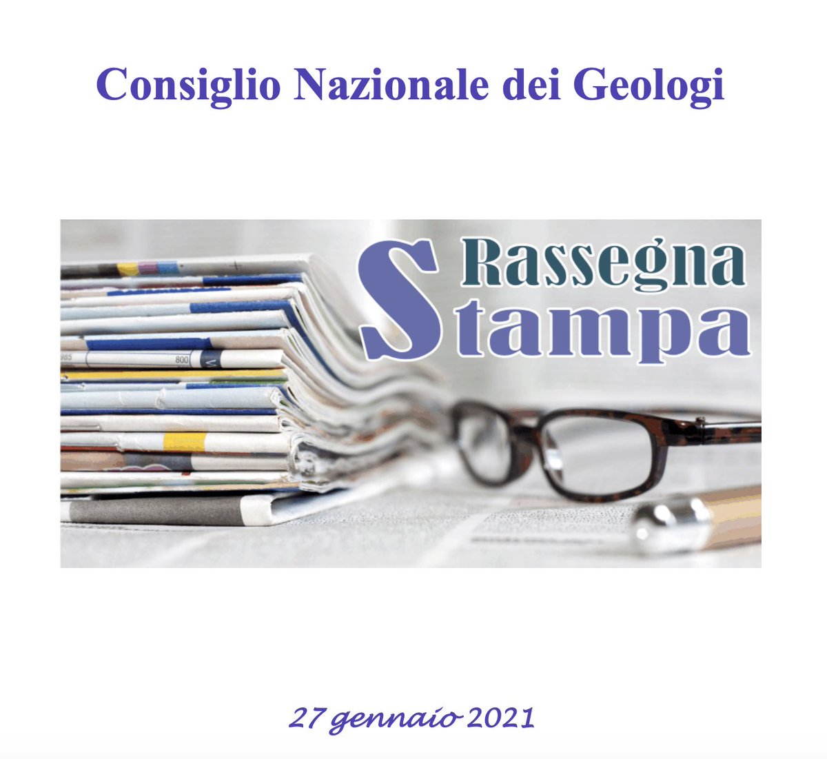 📰🗞Leggi la #rassegnastampa di oggi 27 gennaio 2021 del Consiglio Nazionale dei Geologi 👇
cngeologi.it/wp-content/upl…