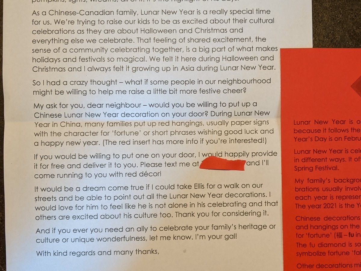 I asked if anyone would put up Lunar New Year decorations so that when my kid walked around, he’d feel like our festival was one that was important too, that everyone was also excited for.