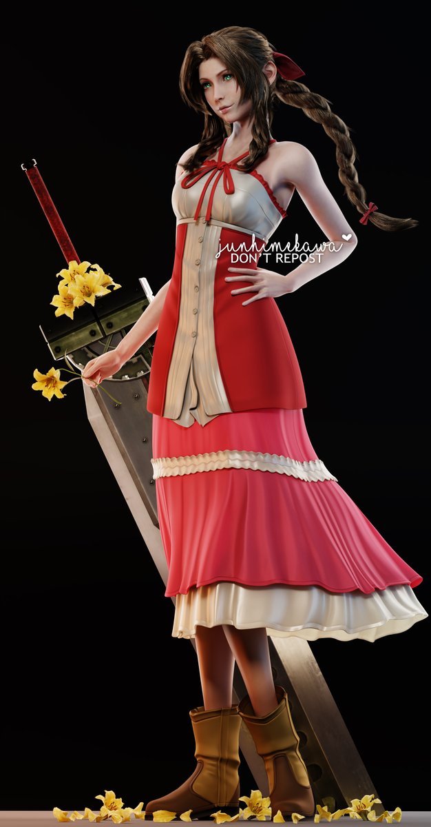 A full-body render of my Kingdom Hearts II Aerith meshmod! ❤️🌸

#AerithGainsborough #FinalFantasy #FinalFantasyVII #FinalFantasy7Remake #FF7R #Blender3D