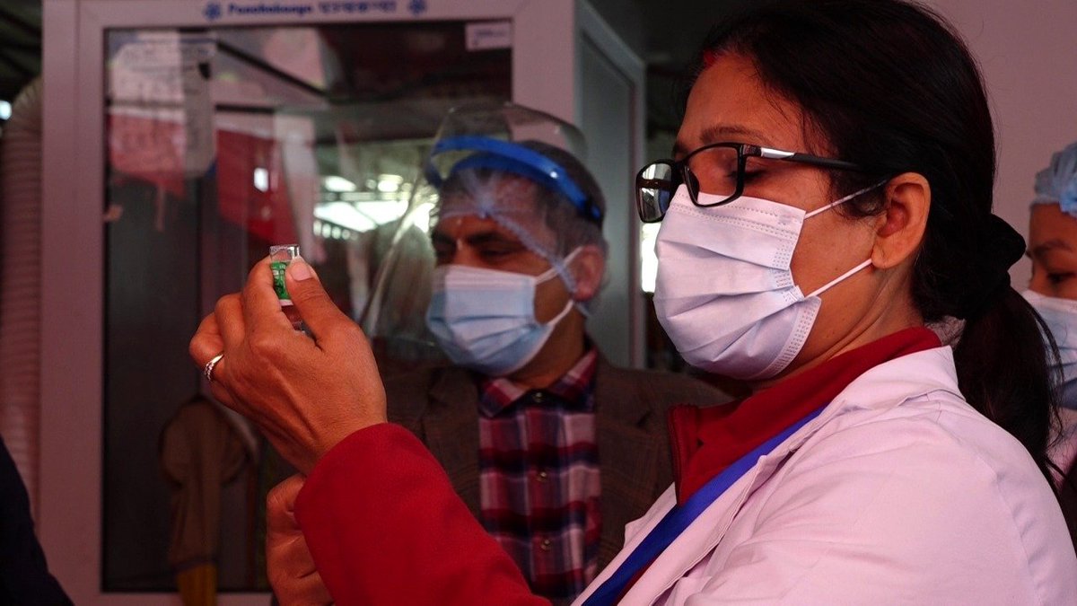 ANI's tweet image. First phase of COVID-19 vaccination drive begins in Nepal today; visuals from Kathmandu. 

Vaccines to be administered to front line workers in the first phase.