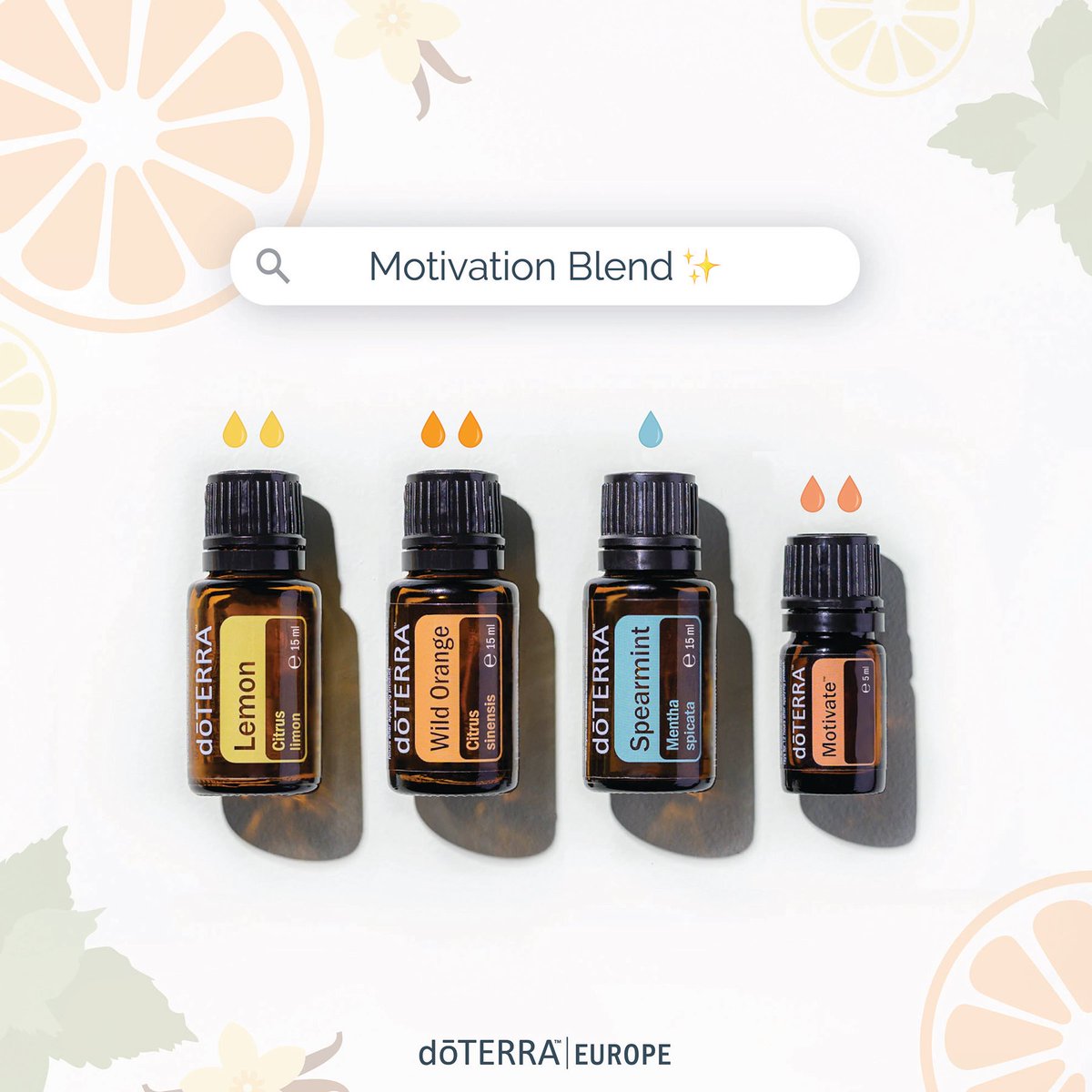 Looking for some motivation to get you through the day?

Check out this motivation blend!

2 drops Lemon
2 drops Wild Orange
1 drop Spearmint
2 drops doTERRA Motivate™

#doterra #oils #motivation #motivationblend #wellbeing #wellness #lifestyle #doterraoils #selflove