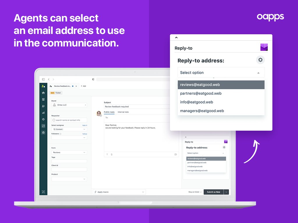 oapps_io's tweet photo. We have just released a new #zendesk app to allow agents to select specific support address. 
https://t.co/j5gFyRLTr3 https://t.co/VrCvOe4HQs