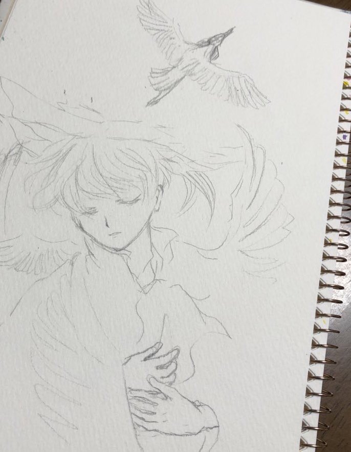 #皆さんラフと完成絵を見せてください
最近のだとこんな感じ。
だいたい目的地はぼんやり決めてるけど途中閃いて変革する事が多いし発見も多くてそれが楽しくて好き。