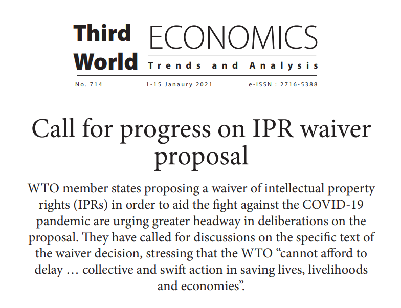 Third World Network The Latest Third World Economics Features A Raft Of Issues Ranging From Ipr Waiver Proposal To Aid The Fight Against The Covid19 To The Question Of Why