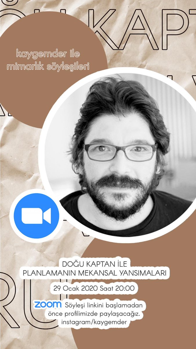 kaygemder's tweet photo. Pandemi dönemine özel başlatmış olduğumuz "Kaygemder ile Mimarlık Söyleşileri" serisinin beşincisinde; Atelye 70'den Mimar Doğu Kaptan "Planlamanın Mekansal Yansımaları" konu başlığı ile 29 Ocak Cuma günü 20.00'de bizlerle buluşacak. https://t.co/xWQD9p3gaa