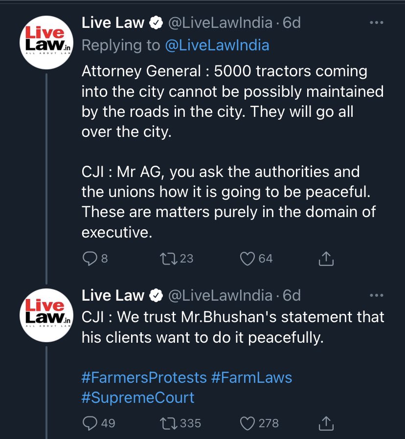 It was neither  @narendramodi, nor  @AmitShah,who had guaranteed peaceful protests on 26th Jan coming out as  #KisanTractorRally. It was Sr. Lawyer  @pbhushan1 & the Farmer leaders who signed affidavits.Legally & constitutionally bound, they cannot shrug this off their shoulders.