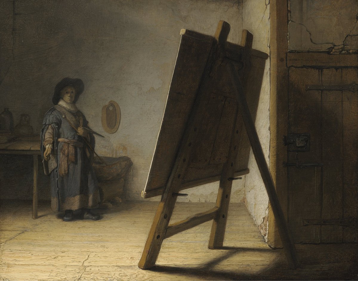 "The artist in his studio" is an oil painting by Dutch artist Rembrandt van Rijn. It is the only portrait of an artist in which Rembrandt presented himself in this form at work in front of an easel.
#arthistory #GoldenAge