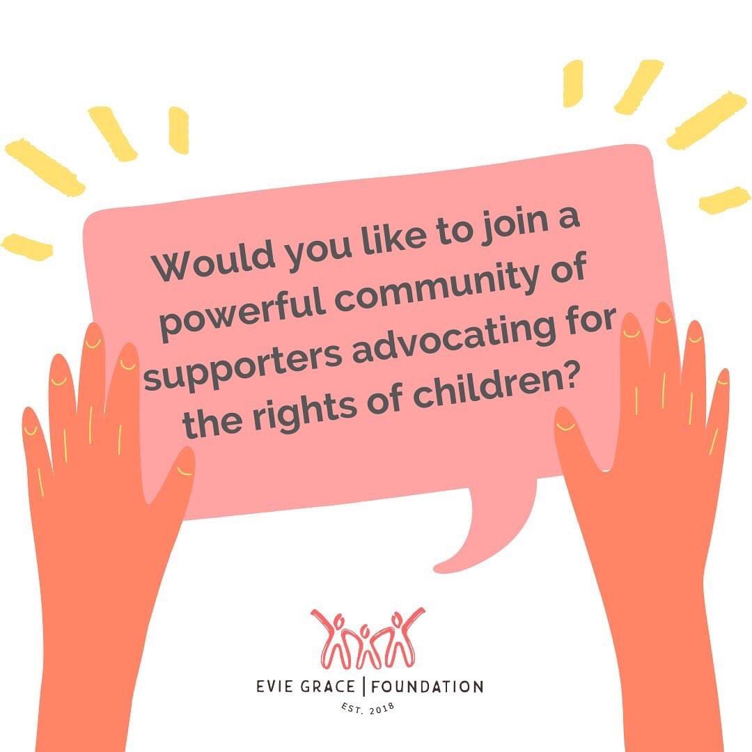 EvieFoundation's tweet photo. Becoming a child's rights activist is one of the best ways to support our efforts at Evie Grace Foundation. Learn more at https://t.co/auz1AyFECR 💛 https://t.co/YDuSPLeOI5