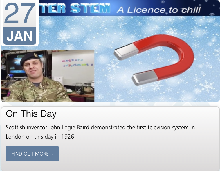 STEMHUB_SE's tweet photo. #STEMToday Back in 1926 Scottish #inventor John Logie Baird demonstrated the first #television system in #London.
Have a go today at #Power of #Magnets by @Proud_Sappers on #WinterSTEM
Visit: https://t.co/dqi8VmL9HB
#STEM #Teachers #Parents #Homelearninguk #Homeschooling https://t.co/HhHVUxSQH5