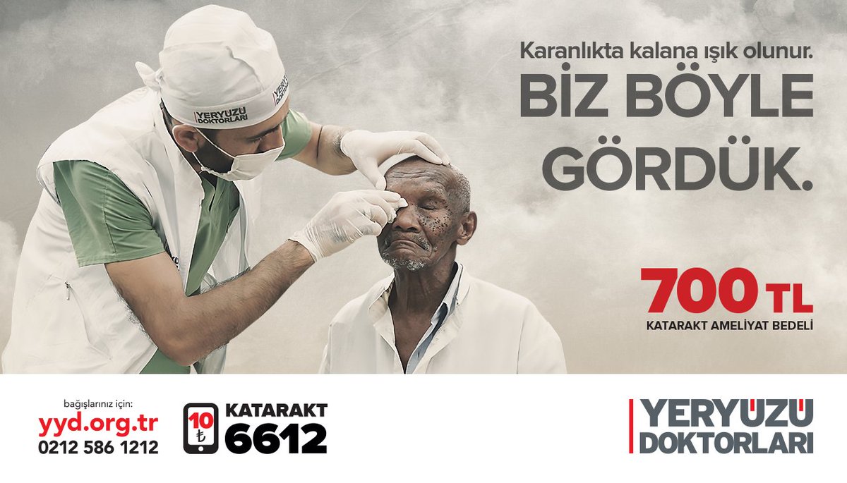 YYD_tr's tweet photo. Tek bir ameliyat tedavi için yeterli olmasına rağmen yüz binlerce katarakt hastası kör olma tehlikesiyle karşı karşıya!
Gelin, bağışlarınızla katarakt hastalarına destek olun.
Çünkü karanlıkta kalana ışık olunur. Biz böyle gördük.🇹🇷

🌐https://t.co/obghSGzU7a https://t.co/Z0RORpdHgH