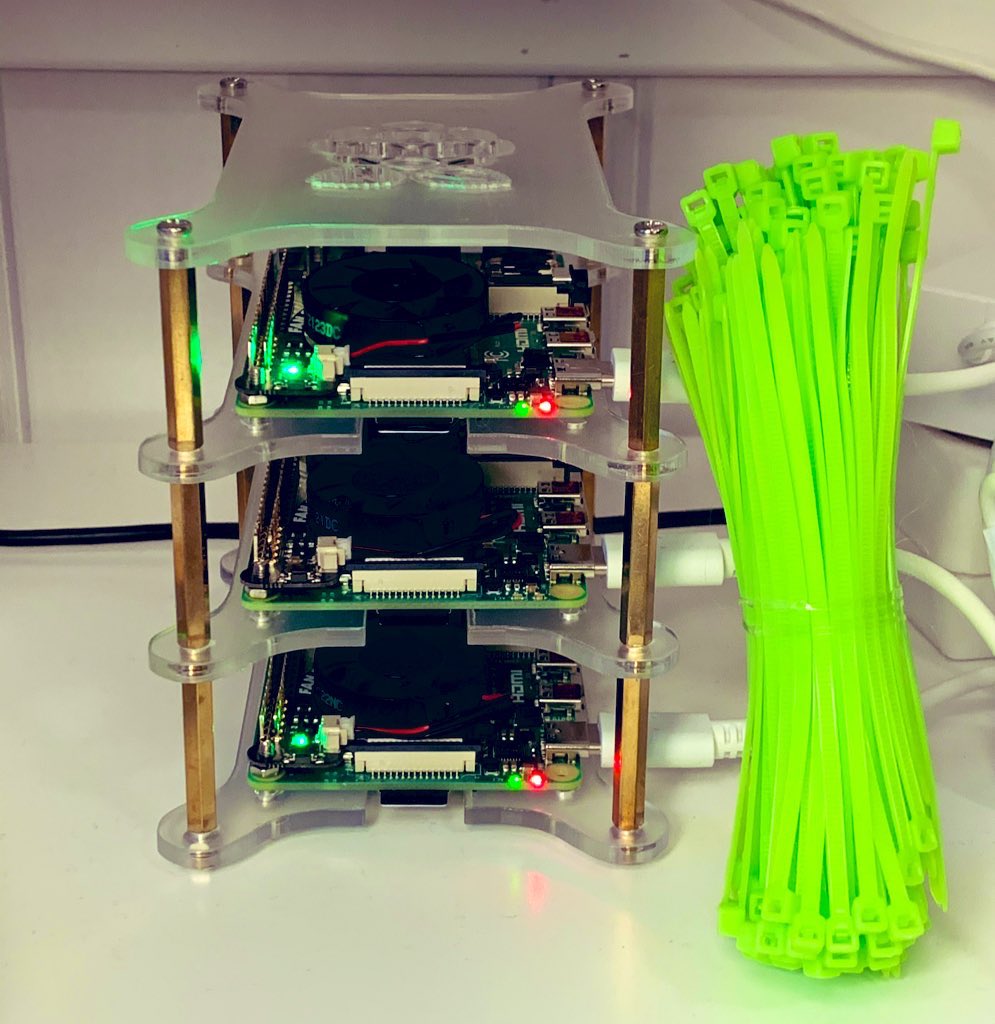 YosufHaydary's tweet image. So far, the result of my side project. Building a #k3s cluster on #raspberry pis:
- HW selection l
- assembly
- OS &amp;amp; networking (wifi) 
- k3s deploymnt
- build a @micronautfw PoC &amp;amp; deploy
- monitoring
Tutorials &amp;amp; material of @alexellisuk and @geerlingguy have been very helpful.