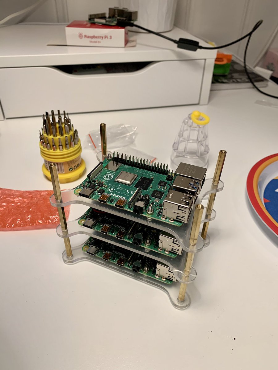 YosufHaydary's tweet image. So far, the result of my side project. Building a #k3s cluster on #raspberry pis:
- HW selection l
- assembly
- OS &amp;amp; networking (wifi) 
- k3s deploymnt
- build a @micronautfw PoC &amp;amp; deploy
- monitoring
Tutorials &amp;amp; material of @alexellisuk and @geerlingguy have been very helpful.