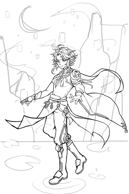 xiao's outfit.......... *screams incoherently* #WIP 