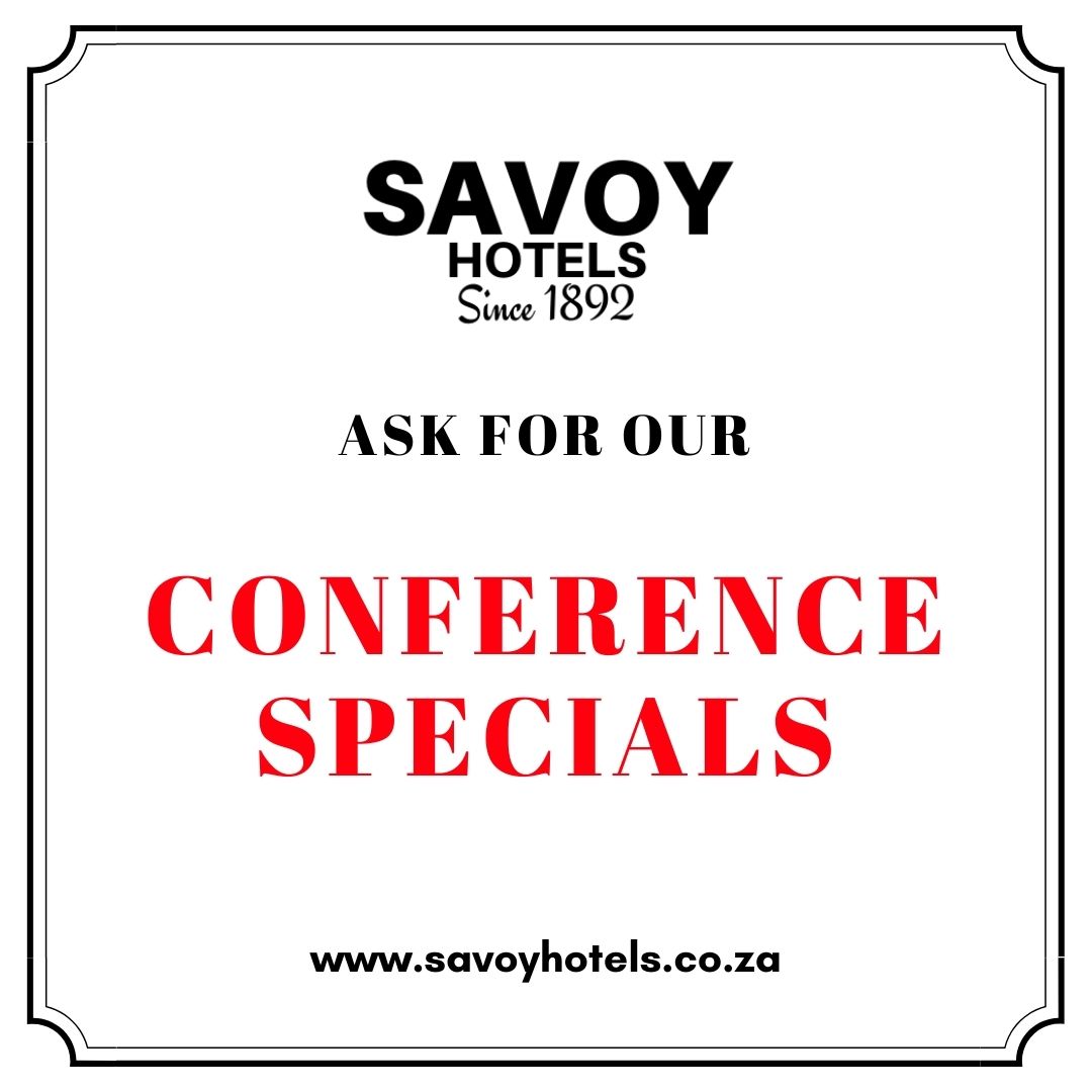 SavoyHotels's tweet photo. Benefit from the Savoy Conference Opening Special in Beaufort West. 

Includes:
Mid-morning tea/coffee and sandwiches, 2-course lunch, afternoon tea/ coffee with biscuits, venue, pen &amp; notepad. 
R199 only. https://t.co/12jNIyjAwb