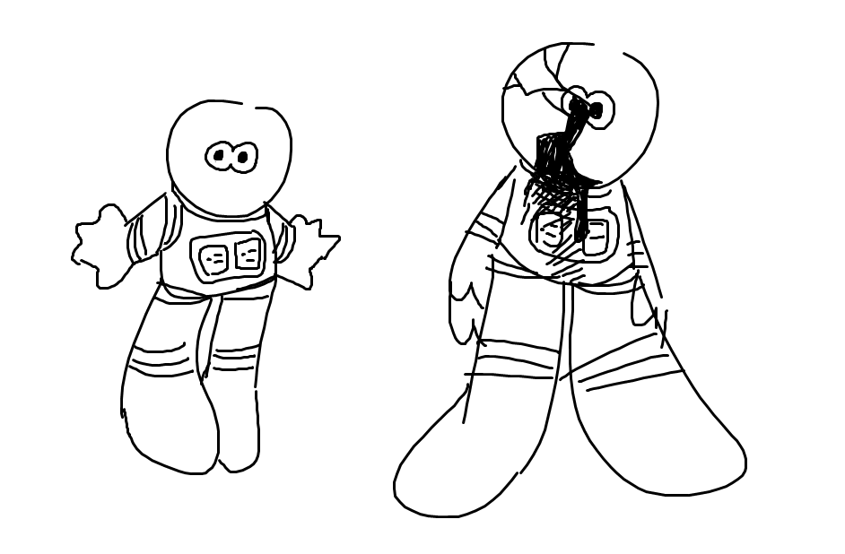 i had a rly bad time today but here is some stuff i did earlier (the pals, goop astronaut, arms, and doggies) 