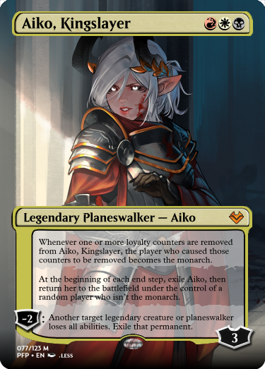 Haohi_Oterin's tweet image. I really love the idea of a planeswalker that changes allegiances in game. I really hope that its something they do more in #MtG 

But for now, I gotta make do with my Aiko walkers