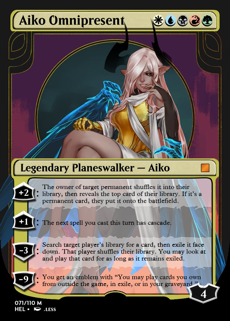Haohi_Oterin's tweet image. I really love the idea of a planeswalker that changes allegiances in game. I really hope that its something they do more in #MtG 

But for now, I gotta make do with my Aiko walkers