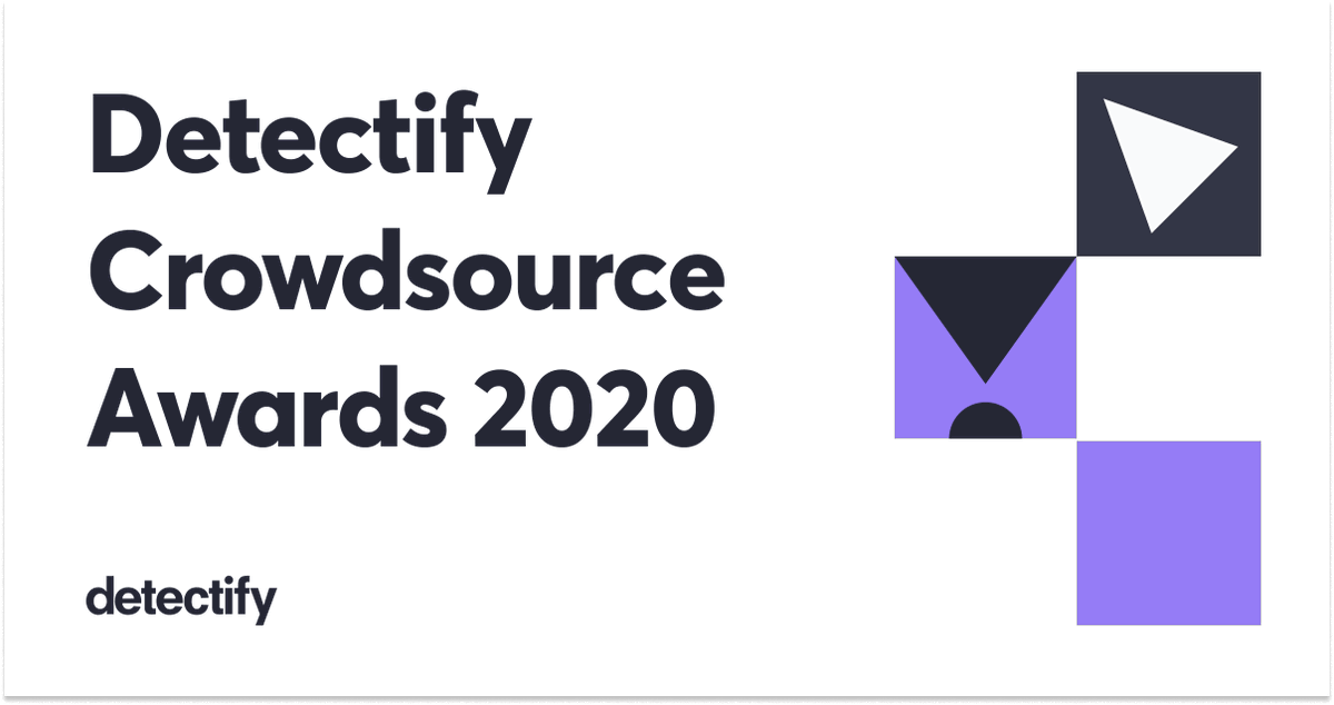 detectify's tweet photo. We're proud to present the Detectify Crowdsource Awards 2020! Thanks to everyone who helps keep our customers safe and congrats to our winners! 

Leaderboard Award 2020: @gehaxelt - 12,602 points
Most valid submissions: @madrobot - 139 
Most 0-days: @slechjke - 57

More winners👇 https://t.co/qUziCe6O7C