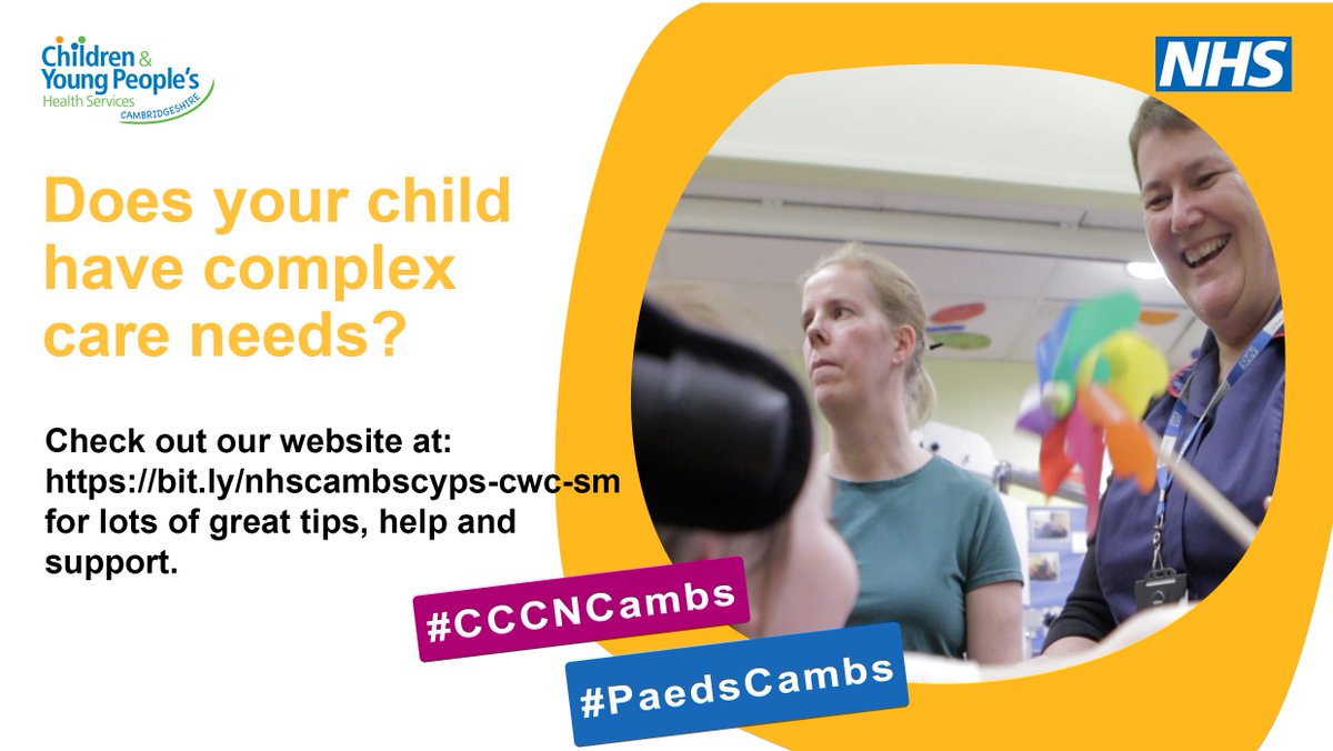 If you know a family in #Cambridgeshire who have children with complex care needs, please direct them to our website for useful clinical guidance: bit.ly/nhscambscyps-c… #CCCNCambs  #PaedsCambs