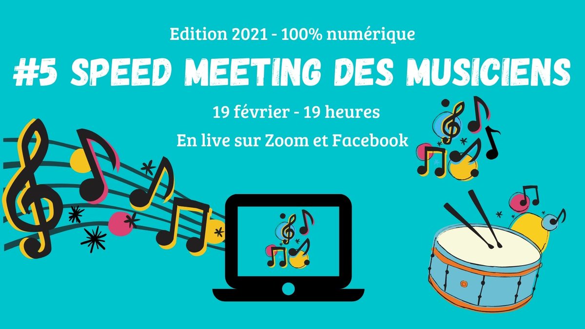 MSVChalons's tweet image. Le Speed Meeting des Musiciens, c'est reparti !
Cette 5ème édition, se déroulera le 19 février 2021 à partir de 19h en direct sur Facebook (pour le public) et sur la plateforme ZOOM (pour les participants).
facebook.com/events/4206192…
A très bientôt !