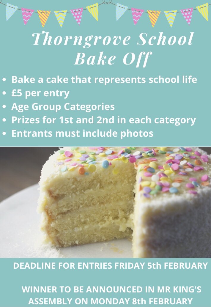 ThorngrovePrep's tweet photo. Our Thorngrove Bake Off has started and we have had some wonderful entries so far! Money raised will go to @Greenham_Trust Laptops for Lockdown Learning fundraiser.  Happy Baking everyone 🎂 #BakeOff #Charity #LaptopsForLockdownLearning https://t.co/EXpbfIFpTl