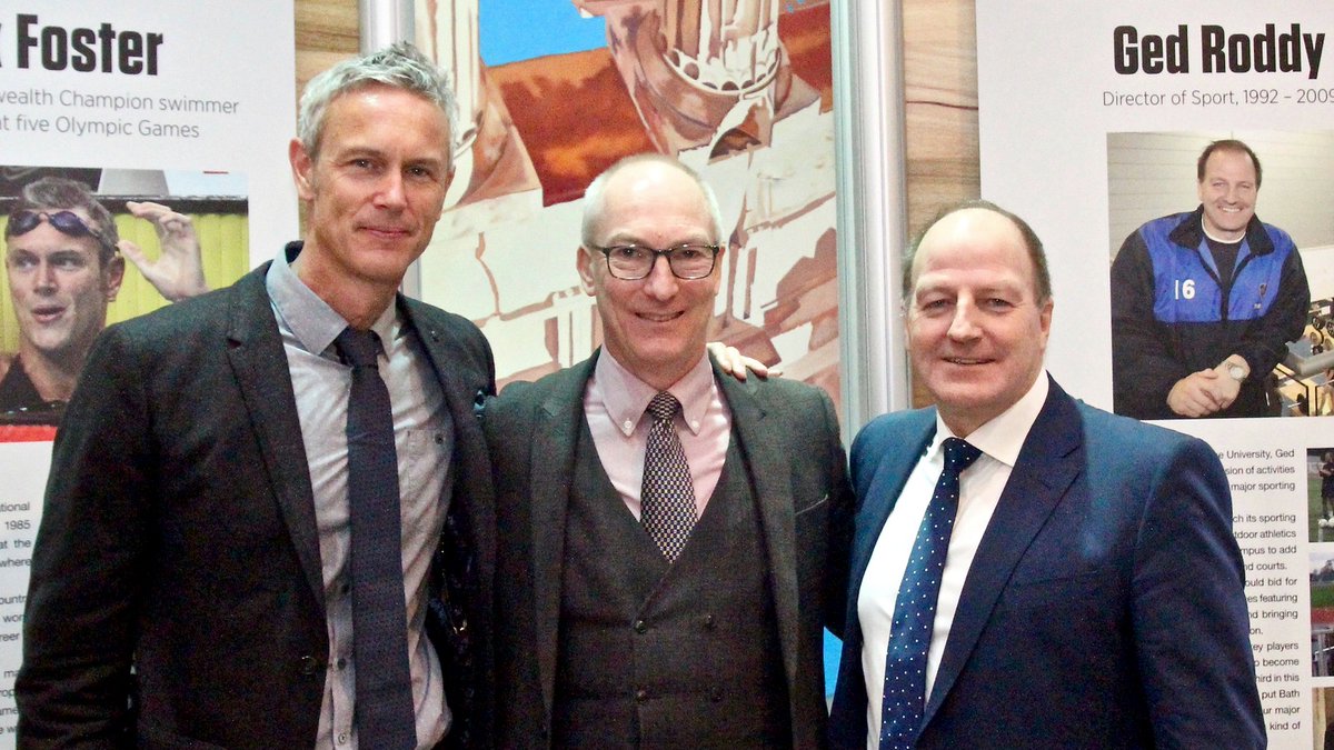 TeamBath's tweet photo. #OnThisDay in 2017 we welcomed #swimming legend @MarkFosterSwim and former @UniofBath Director of Sport @g16edr into our #HallOfFame for Sport. Both played instrumental roles in the #25YearsOfSuccess we are celebrating at Team Bath this year.
Read more: https://t.co/C4th2RrM2y https://t.co/akpI6q7ZdA