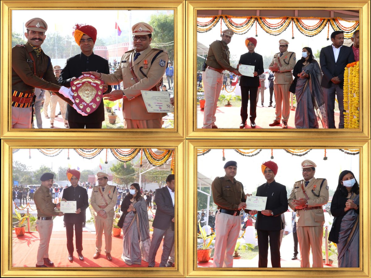 CrimeDewas's tweet photo. 72 गणतंत्र दिवस के उपलक्ष्‍य में मुख्‍य अतिथि जिला दण्‍डाधिकारी देवास एवं पुलिस अधीक्षक देवास डॉ. शिवदयाल सिंह द्वारा देवास पुलिस के अधिकारी/कर्मचारियों के वर्ष 2020-2021 उत्कृष्ट कार्य के लिए प्रशस्ति पत्र देकर सम्‍मानित किया गया हैा https://t.co/38cospFibB