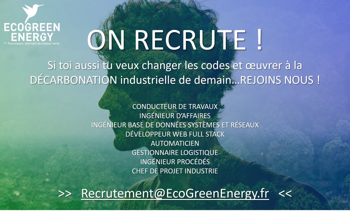 📣 ON RECRUTE 📣Tous les détails sur EcoGreenEnergy.fr✍📩
#recrutement #emploi #offreemploi #postuler #cdi #stage #strasbourg #sudest #sudouest #regionest #ingénieur #conducteurdetravaux #commercial #ingénieurbasededonnees #developpeurfullstack #automaticien #chefdeprojet