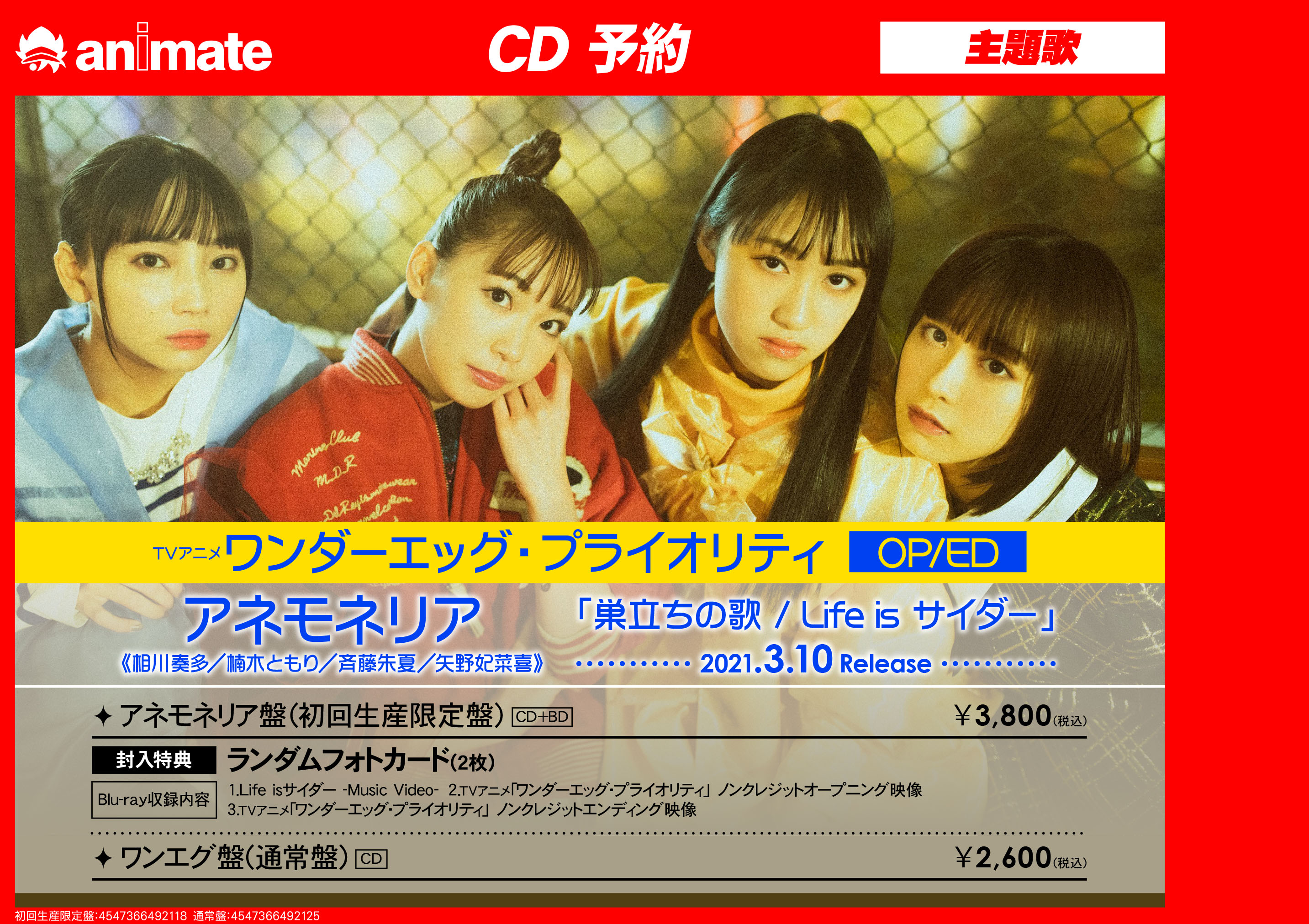 アニメイト渋谷 ワンエグ 情報 3 10発売 アネモネリア 巣立ちの歌 Life Is サイダー ご予約受付中 アネモネリア盤 初限盤 にはランダムフォトカード 2枚 が封入 通販での予約はこちら T Co Xdferpn4kk T Co 40qn1tuv3j