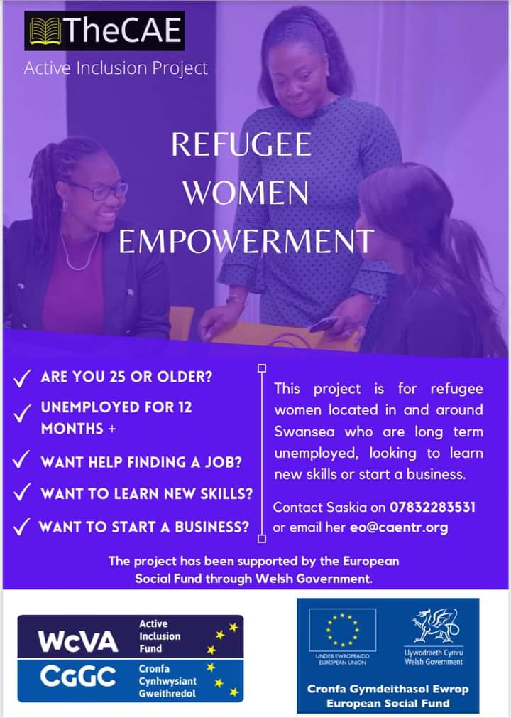 Are you 25 years or older, living in #Swansea and Black, Asian or from an Ethnic Minority background? Have you been unemployed for more than a year? We will support you to find #work, #training or help start your own #business. 
#BAME #EUCymru #TheCAE <a href="/CAE_Wales/">The CAE</a> <a href="/WCVA_AIF/">Active Inclusion</a>
