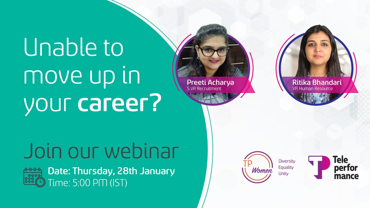 WeAreTPinIndia's tweet photo. Find answers to your questions, guidance, and direction, and inspiration to climb the career ladder! Join us for our zoom podcast with Ritika Bhandari and Preeti Acharya. Register now https://t.co/nNS4DJw0c0
#TPIndia #TPUAE #TPCares #TPWebinar #TPWomen #TPPodcast #TPLive https://t.co/zWCiMPIy5S