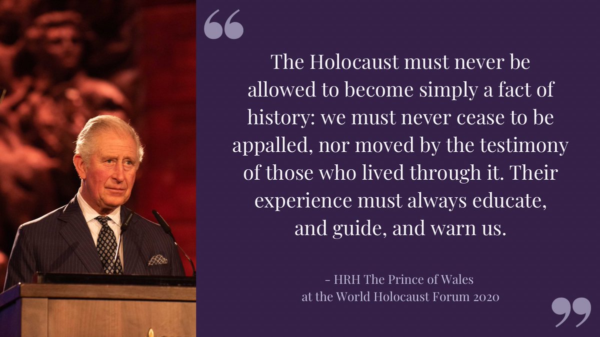 ClarenceHouse's tweet photo. Last year on #HolocaustMemorialDay, The Prince spoke at the World Holocaust Forum at Yad Vashem in Jerusalem to mark the 75th anniversary of the liberation of Auschwitz.

#LightTheDarkness #HMD2021 https://t.co/PTNP0JrrCx