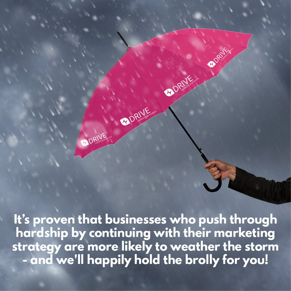makeitDRIVE's tweet photo. It's proven that businesses who push through hardship by continuing with their marketing strategy are more likely to weather the storm - and we'll happily hold the brolly for you! 

#MakeItDRIVE 
#BusinessContinuity 
#MarketingAgency https://t.co/rAz9U8gJLz