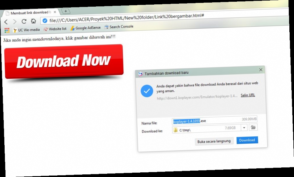 cara membuat link download file html / Twitter