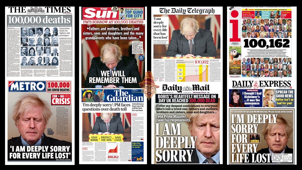 MediaGuido's tweet photo. 100,000 Deaths Milestone Front Pages https://t.co/L63Iilswxx https://t.co/HkpJwTTr3A
