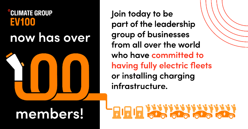 ClimateGroup's tweet photo. Today the Climate Group celebrates having over 100 #EV100 members - all of which have committed to having fully electric fleets or installing charging infrastructure by 2030.
Thank you to all the businesses who have made this initiative a success so far 🚗🚗🚗